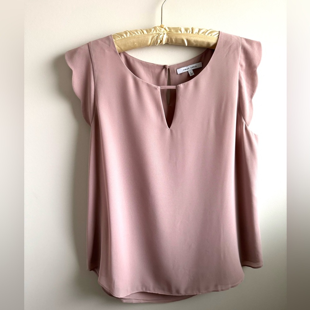 Naked Zebra Dusty Rose Keyhole Cap Sleeve Blouse